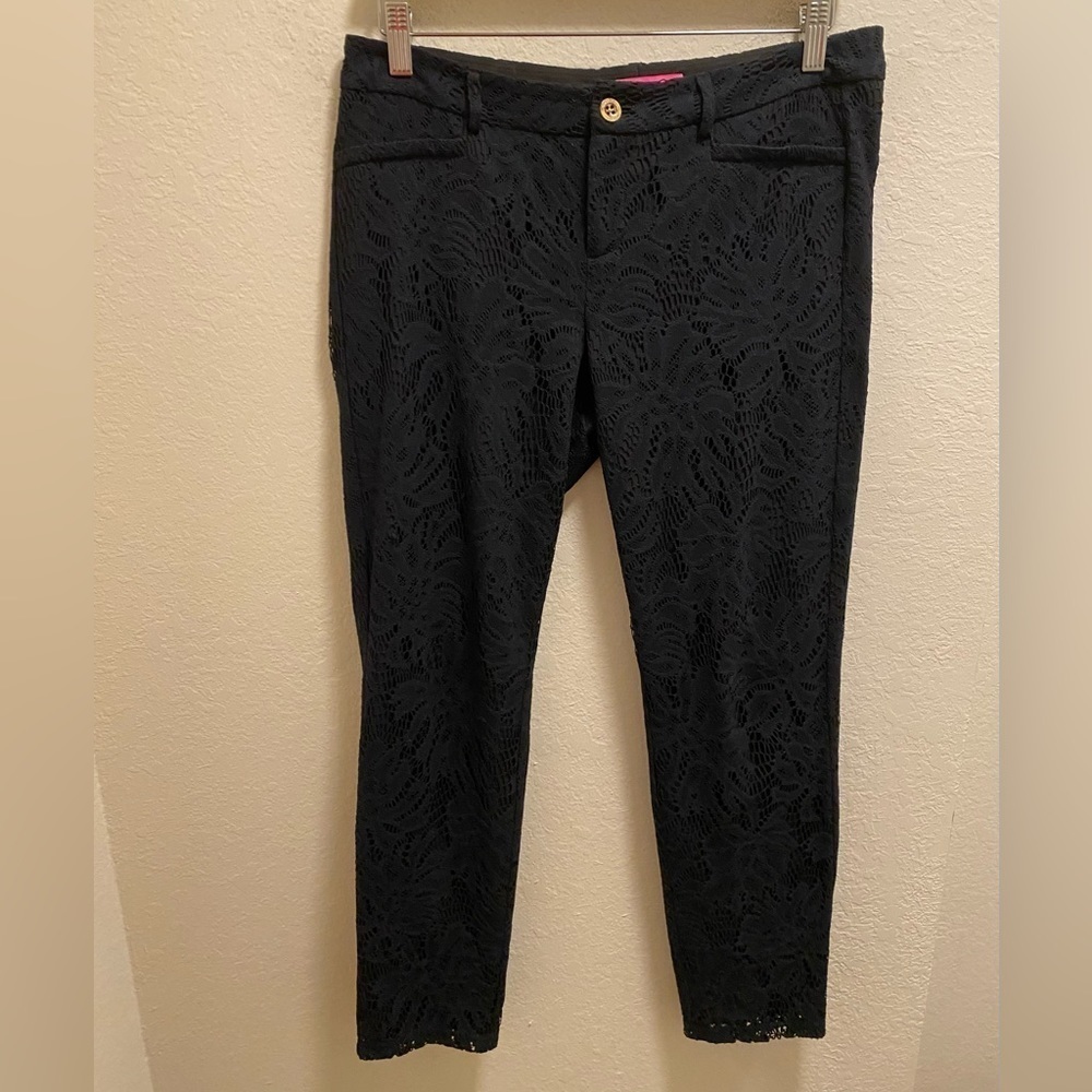 Lilly Pulitzer Black Kelly Lace Skinny Ankle Pant Size 6